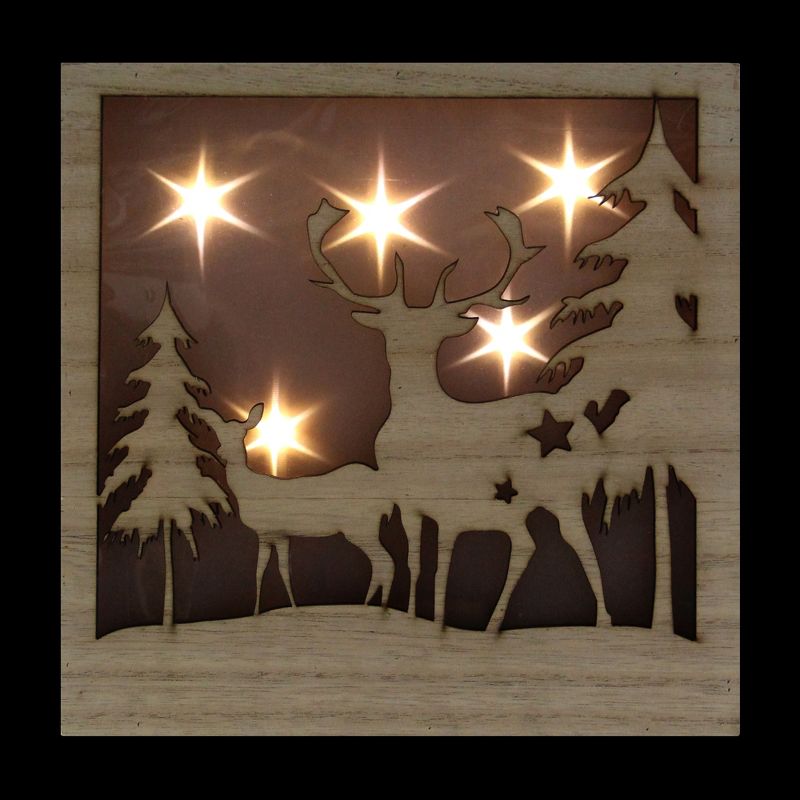 Northlight LED Lighted Buck and Doe Silhouette Wood Christmas Wall Plaque, 3 of 5