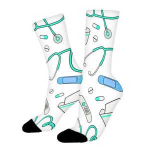 Medical Assessories Blue Women Printed Crew Socks Funny Funky Socks Soft Polyester Novelty Gifts for Artists Men - 1 of 1