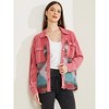 Allegra K Women's Denim Lapel Long Sleeve Vintage Shacket Jacket - 2 of 4