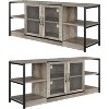 Modern Farmhouse TV Stand with 2 Mesh Doors and Storage Cabinets for Televisions Up to 80 Inch, Wood Console Table,Grey - 2 of 4