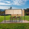 GDFStudio Kentwood Outdoor 9.5' x 9.5' Steel Flat Top Pergola, Beige/Black - 2 of 4