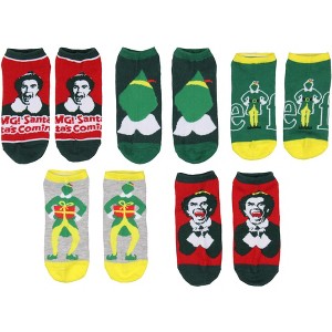 Elf The Movie Adult Santa's Coming 5-Pack Ankle No-Show Socks For Men And Women - 1 of 3