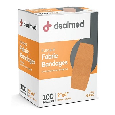 Dealmed 2" x 4" Fabric Bandage Adhesive with Non-Stick Pad, Latex Free Wound Care