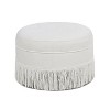 Okak Luxury Round Ottoman Bench Coffee Table Soft Upholstered Footrest Stool with Tassel Rope for Living Room,Entryway,Bedroom,Office, Cream - 4 of 4