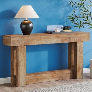 KTMBDW 63-Inch Extra Long Console Table, Farmhouse Wood Sofa Table Behind Couch, Narrow Entryway Accent Table for Living Room, Hallway, Natural - 1 of 4