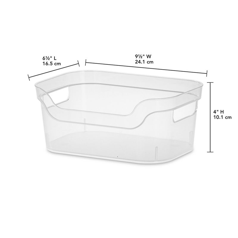 Sterilite 9.5 x 6.5 x 4 Inch Small Open Scoop Front Clear Storage Bin with Comfortable Carry Through Handles for Household Organization, 4 of 7