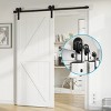 SMARTSTANDARD Bypass Double Door Sliding Barn Door Hardware Kit, Heavy Duty Single Track with J-Shape Bypass Hangers (Door Not Included) - 2 of 4