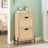 Whizmax Natural Rattan 2 Flip Door with 1 Drawer Shoe Cabinet Organizer Freestanding, Shoe Rack Storage Cabinet for Slippers, Sneakers, Heels, Boots - 3 of 4