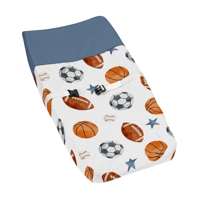 Sweet Jojo Designs Boy Changing Pad Cover Watercolor Sports Theme Multicolor, 1 of 7