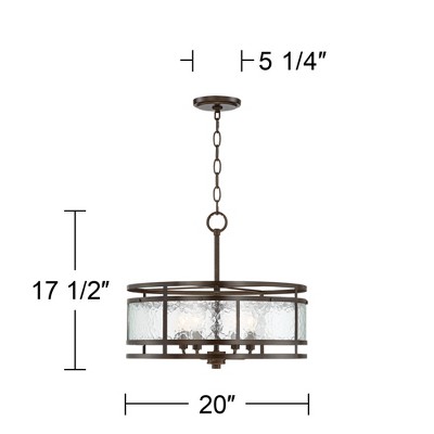 Edinger Bronze Drum Pendant Chandelier with Waterglass Shade
