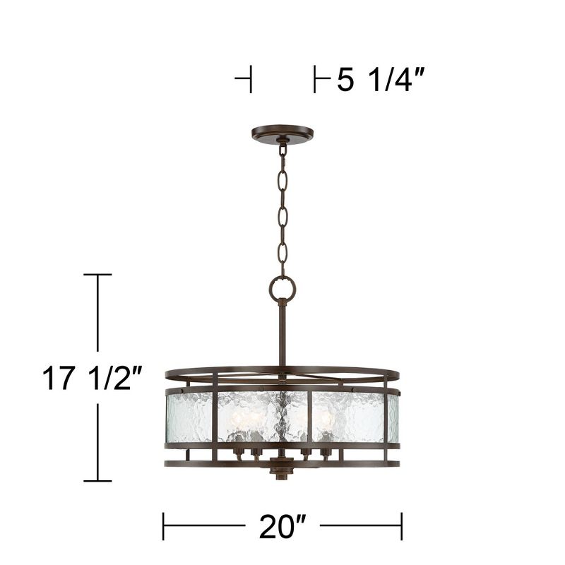 Franklin Iron Works Edinger Oil Rubbed Bronze Pendant Chandelier 20" Wide Rustic Clear Waterglass Textured Shade 4-Light Fixture for Dining Room House, 5 of 11