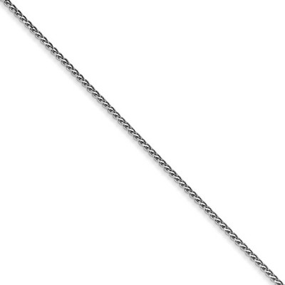 Black Bow Jewelry 1mm 14k White Gold Solid Diamond Cut Spiga Chain Necklace