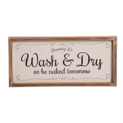 Transpac Wood 17 in. White Everyday Wash and Dry Wall Decor