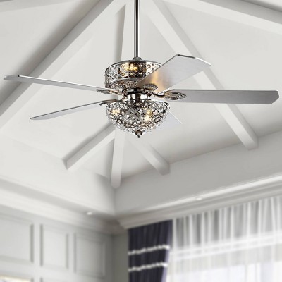 52" LED Metal/Wood Filigree Ceiling Fan Chrome - Jonathan Y