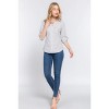 Slickblue Women's Long Sleeve Yarn Dyed Stripe Shirt, Button-Up Style, Side Knit Panels, White/Olive, Size S-L - 2 of 4