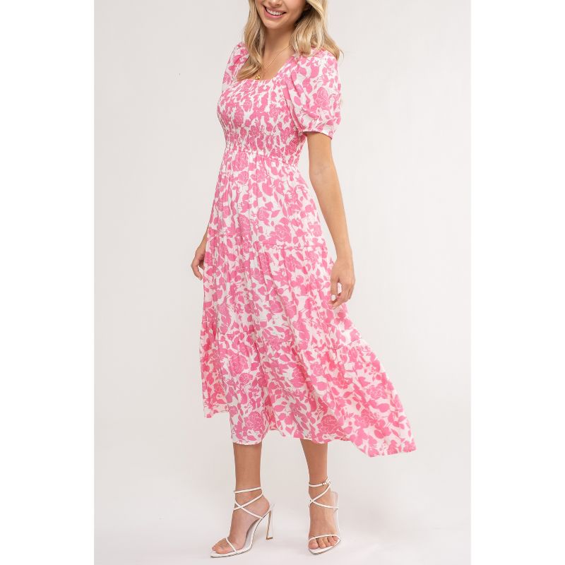 August Sky Women's Smocked Floral Midi Dress, 4 of 8