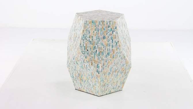 Natural Wood and Shell Geometric Accent Table Blue - Olivia &#38; May, 2 of 17, play video