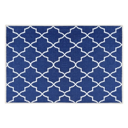 Sussexhome Lattice Collection Cotton Heavy Duty Low Pile Area Rug , 2' X  3', Navy : Target
