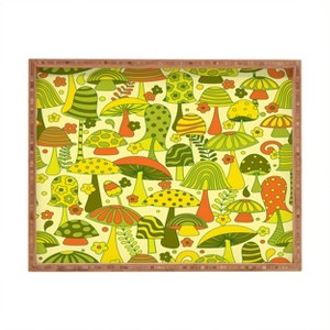 Jenean Morrison Many Mushrooms Green Rectangular Tray - Deny Designs - 1 of 2