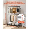 Rolling Clothes Rack with Adjustable Crossbar & Side Hooks, Heavy-Duty Carbon Steel, 150 lbs Load - 3 of 4