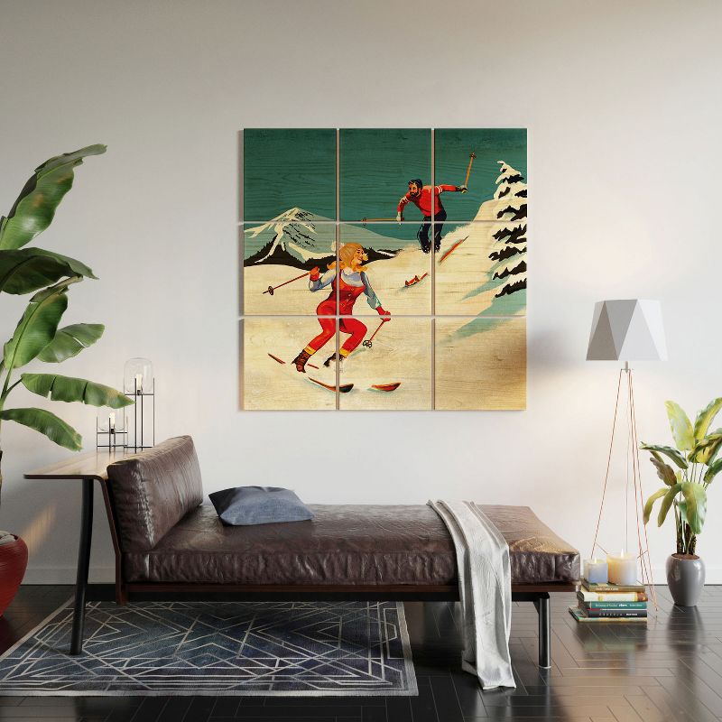 The Whiskey Ginger Retro Skiing Couple Wood Wall Mural - Society6, 2 of 3