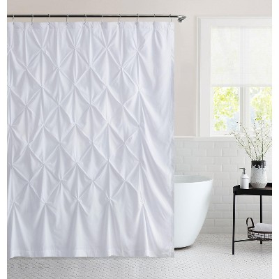 Linentalks Waterproof Feather Bathroom Shower Curtain Set, White