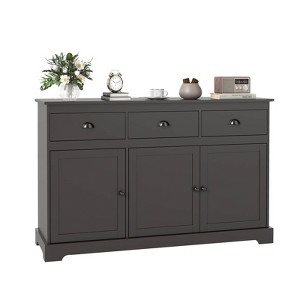 Costway 53.5" Storage Cabinet with 3 Drawers 2 Adjustable Shelves Buffet Sideboard - 1 of 4