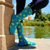 Teal with Yellow Dots Sock from the Sock Panda (Men's Sizes Adult Large) - 2 of 4