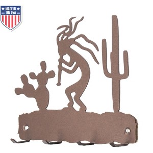 5 Star Super Deals Kokopelli Wall Mounted Key Holder – Decorative 4-Hook Metal Rack with Southwestern  Kokopelli and Cactus Design - 1 of 3