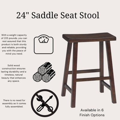 Walnut Saddle Style Backless Wood Counter Stool