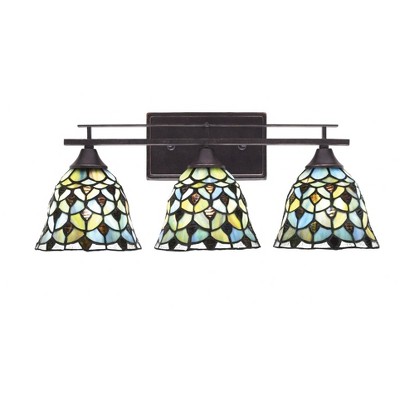 Toltec Lighting Uptowne 3 - Light Vanity in  Dark Granite with 7" Crescent Art Glass Shade