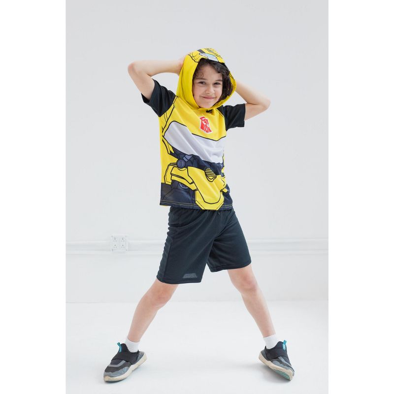 Transformers Optimus Prime Bumblebee Megatron Athletic Pullover T-Shirt and Mesh Shorts Outfit Set Toddler, 5 of 8