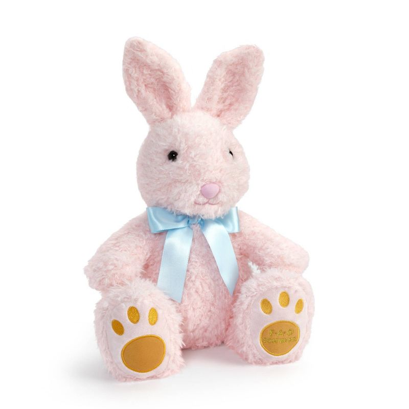 FAO Schwarz 12&#34; Pink Bunny with Orange Footpad Toy Plush, 1 of 10
