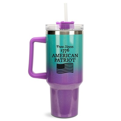 100 North Free Since 1776 American Patriot Flag Wrap-Around 40 Oz. Stainless Steel Water Bottle Coffee Mug, Spill & Leak Resistant, Travel Tumbler