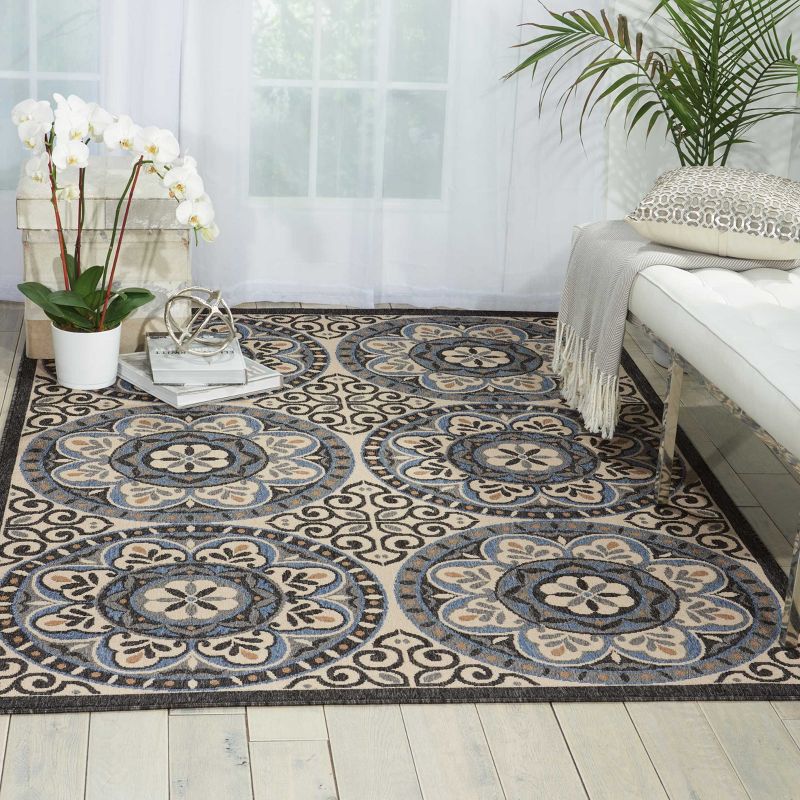 Nourison Caribbean CRB15 Ivory/Charcoal Indoor/Outdoor Area Rug, 2 of 6