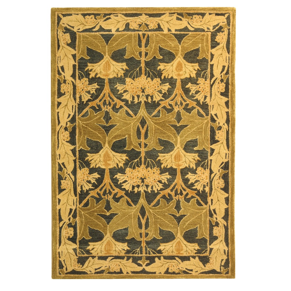 Navy/Sage Leaf Tufted Accent Rug 3'x5' - Safavieh