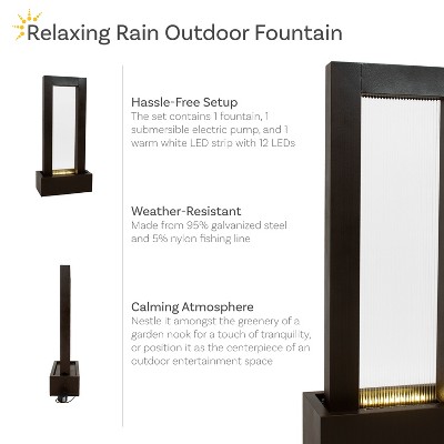 43" Tall Brown Galvanized Steel Outdoor Cascade Fountain with LED Lights