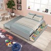 TiramisuBest Full Size Wood Platform Bed Frame with Headboard and Twin Trundle, Space-Saving Design in Grey Finish - 2 of 4