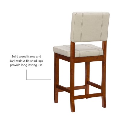 Milano 24" Cream Upholstered Wood Counter Stool