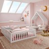 Okak Twin/Full House Floor Bed Frame with Door & Full-length Guardrails,Solid Wood Double Bed for Kids,No Spring Box Needed - 3 of 4