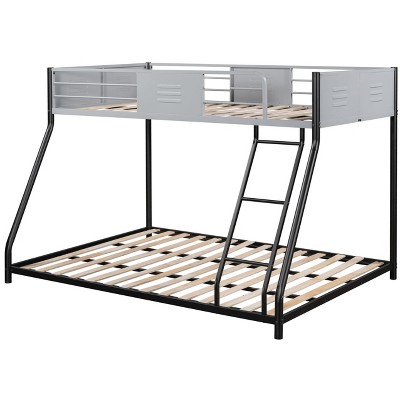 NicBex Twin Over Full Bunk Bed with Safety Vent Board Guardrail,Twin Loft Bed with Built-In Ladder,Noise Reduced Bunk Beds for Bedroom