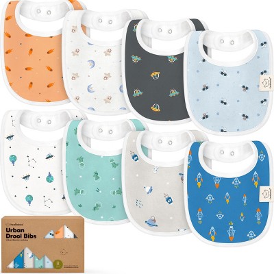 KeaBabies 8pk Organic Baby Bibs for Boy, Baby Drool Bib for Baby Boys and Girls, Newborn Teething Bibs