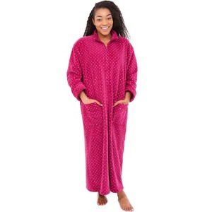 ADR Women's Zip Up Robe Fleece Soft Warm Plush Oversized Zipper Bathrobe - 1 of 3