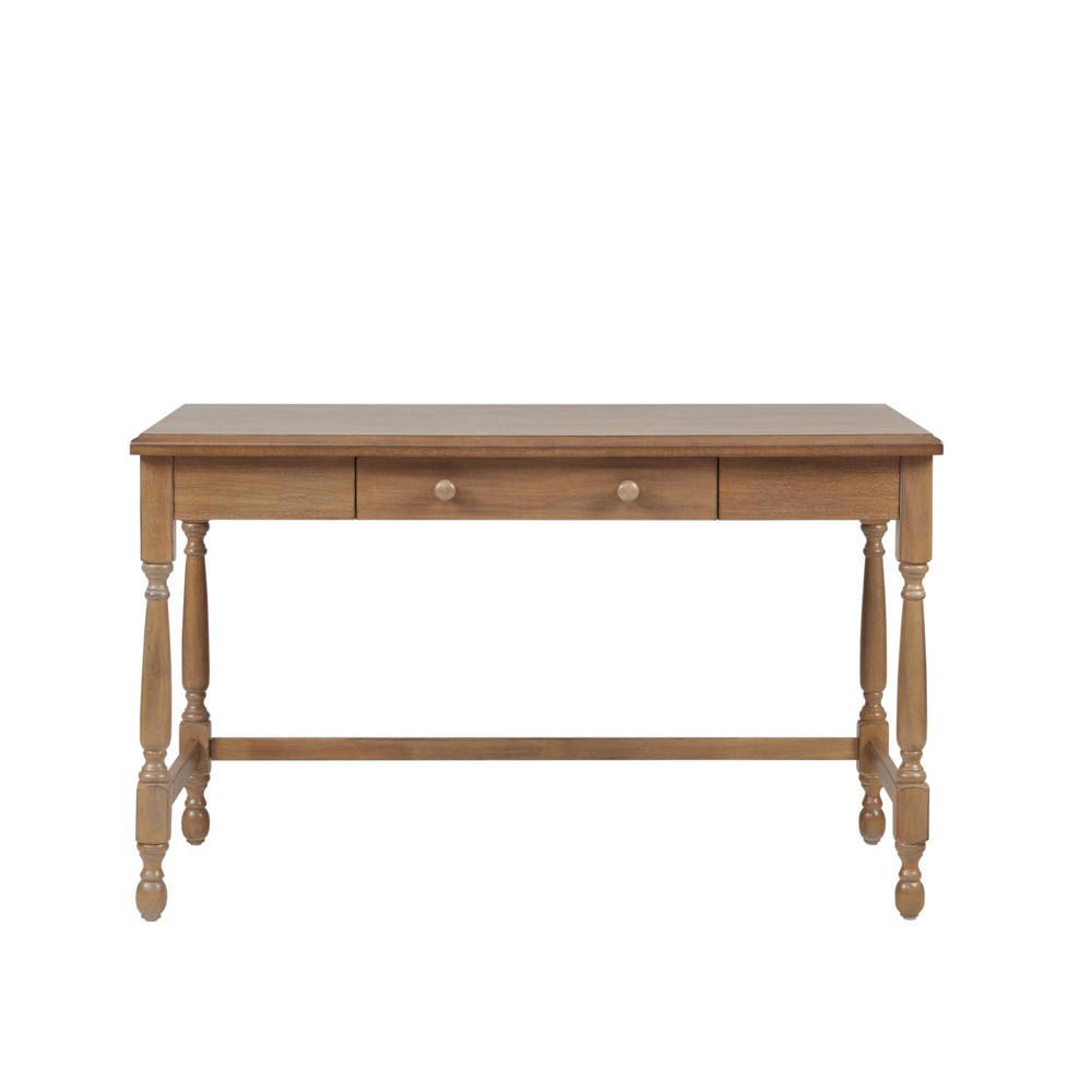 Photos - Office Desk Martha Stewart Tabitha Solid Wood Desk with 1 Drawer and Turned Legs Natural - Martha Ste 