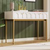 HDZNVF Modern Metal Leg Double Drawer Dressing Table, Cream White - 4 of 4