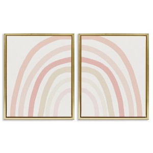 Stupell Industries Children's Soft Pastel Rainbow Shape 2pc Floating Frame Art Set - 1 of 4