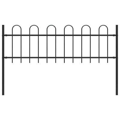 Garden Fence with Hoop Top Steel 71.3" BlackvidaXL