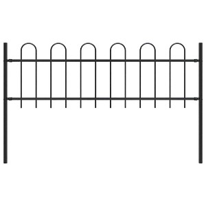 Garden Fence with Hoop Top Steel 71.3" BlackvidaXL - 1 of 4