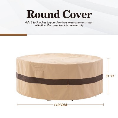 Waterproof Outdoor Patio Round Cover - Beige+Coffee - Dancing Garden Collection