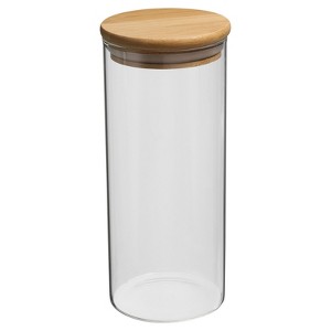 Unique Bargains Kitchen Food Storage Glass Jar with Airtight Bamboo Lid - 1 of 4
